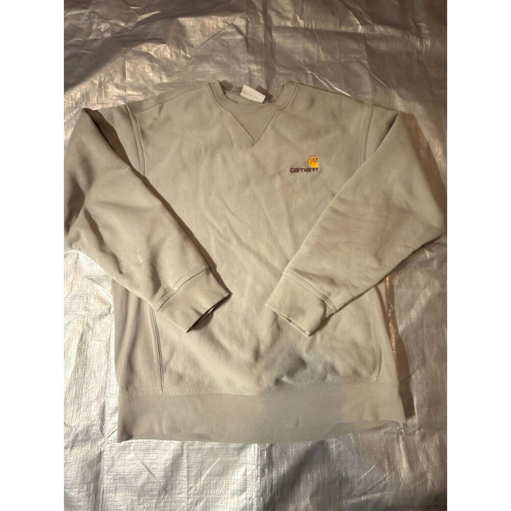 Carhartt WIP Chase Sweatshirt Mens Medium Beige Embroidered Logo Crewneck Heavy